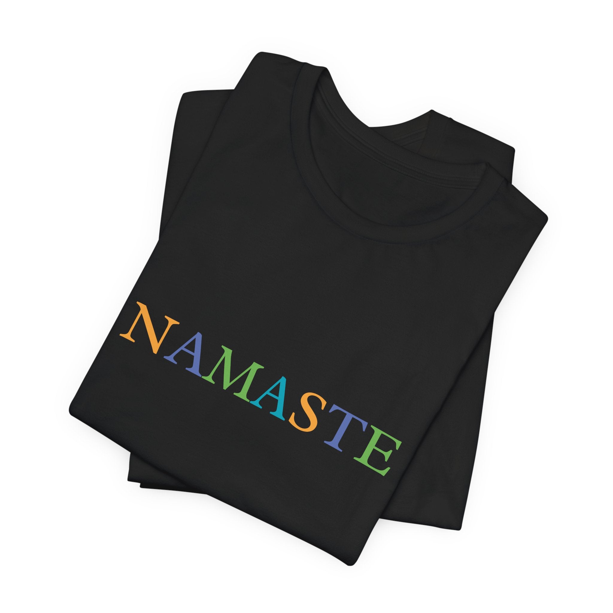 Tramunquiero NAMASTE यूनिसेक्स टी-शर्ट राउंड नेकलाइन के साथ