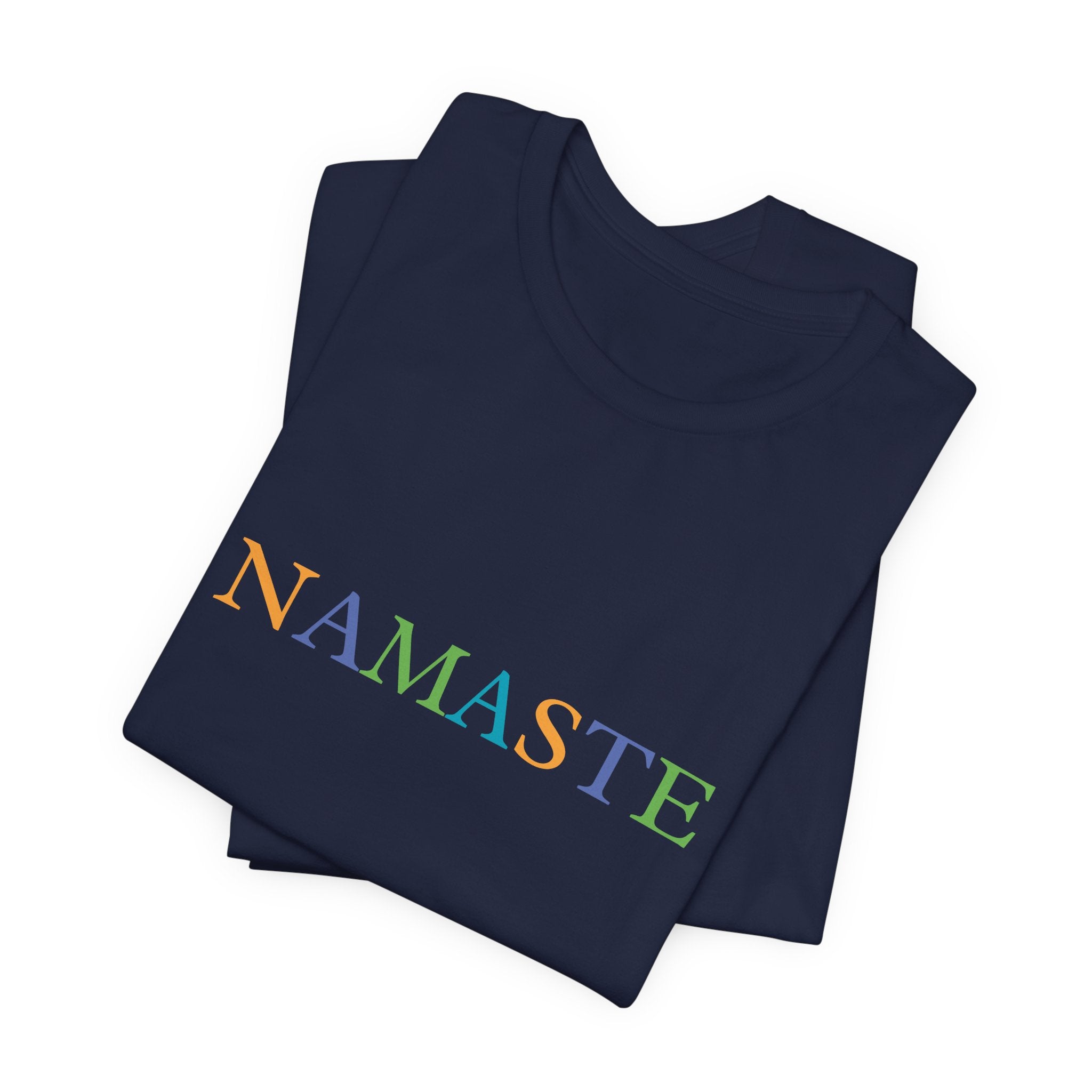 Tramunquiero NAMASTE यूनिसेक्स टी-शर्ट राउंड नेकलाइन के साथ
