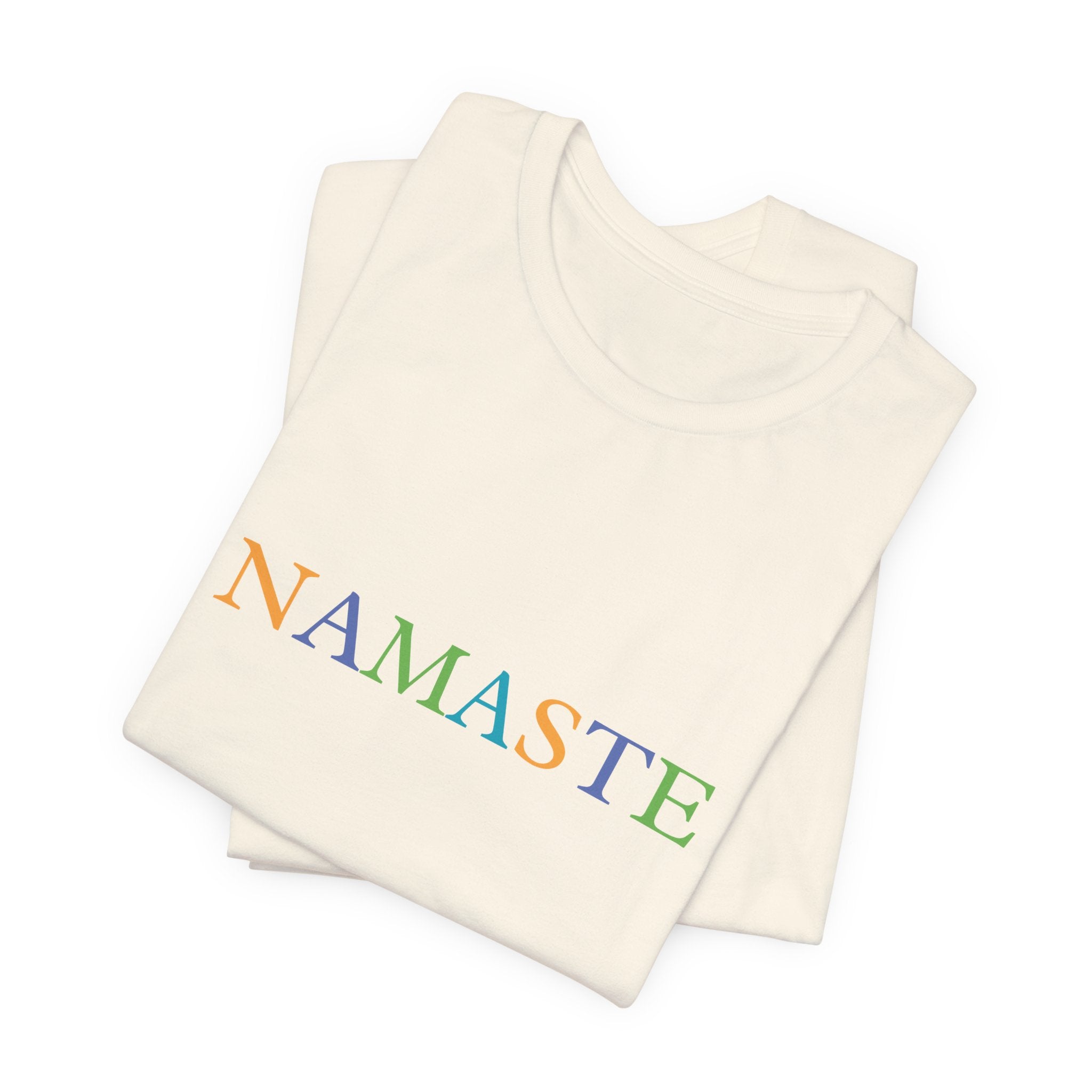 Tramunquiero NAMASTE यूनिसेक्स टी-शर्ट राउंड नेकलाइन के साथ